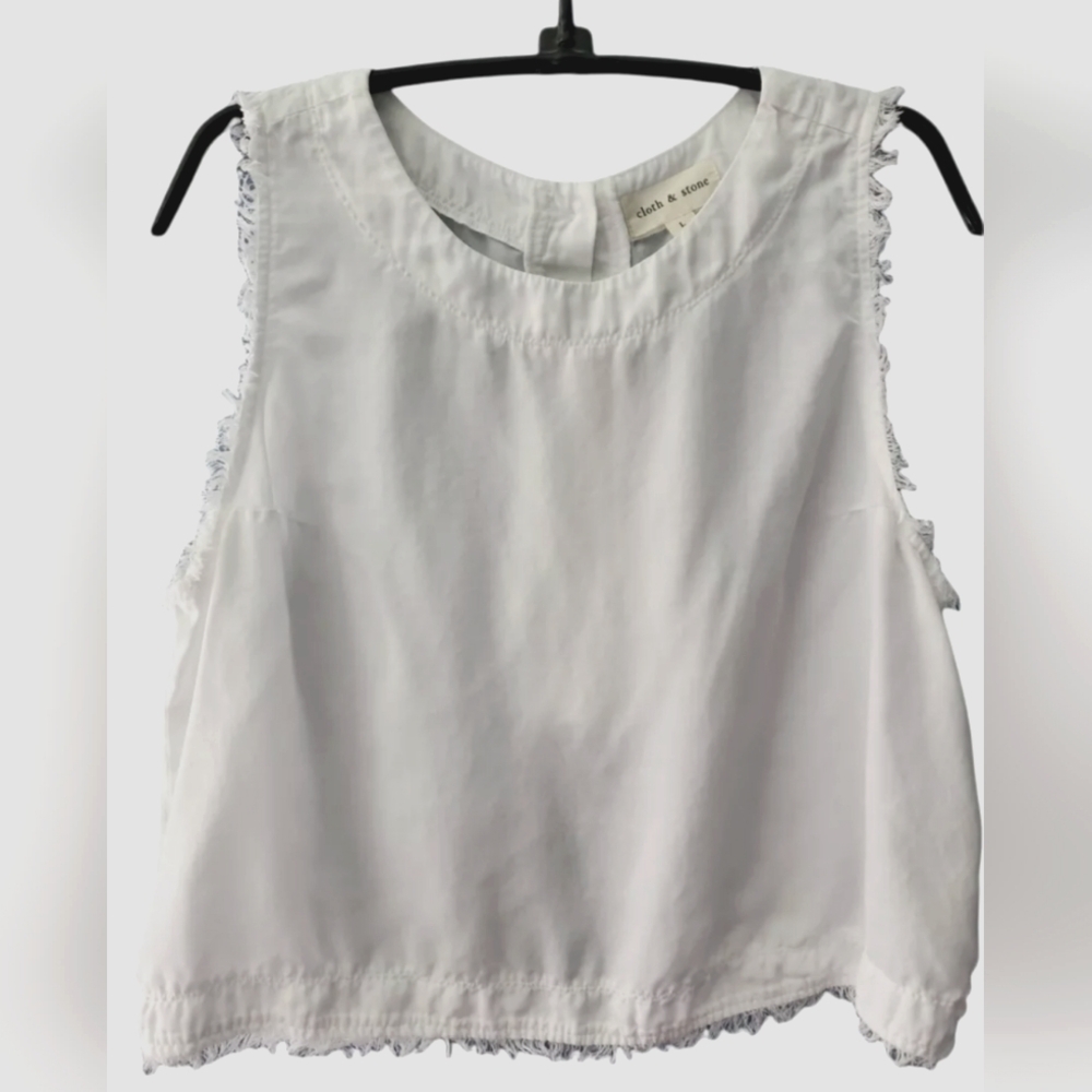 Cloth & Stone Frayed Edge Crop Top, sz M